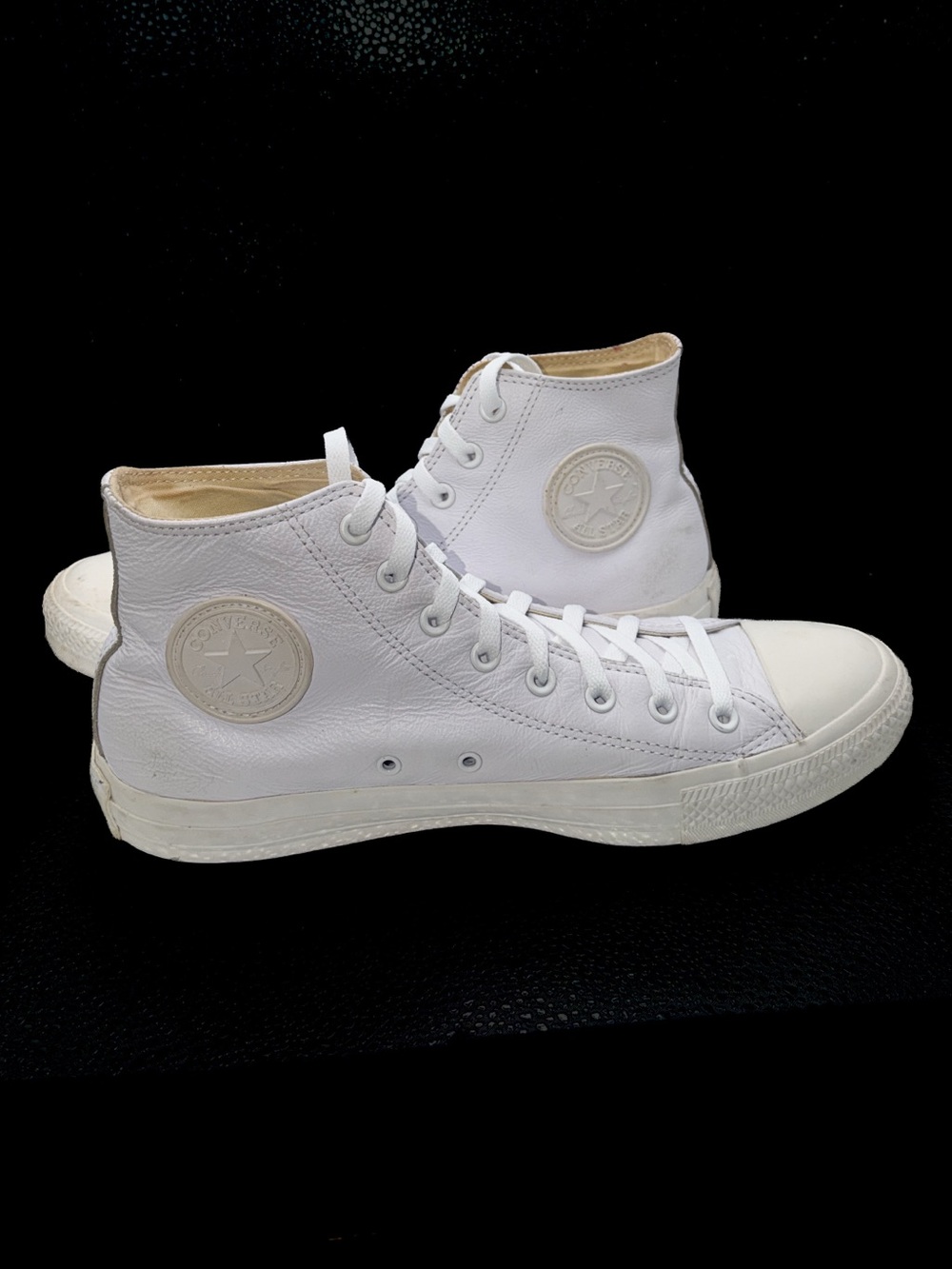 Classic High-Top Leather Chuck Taylor AllStars Sneakers in White
